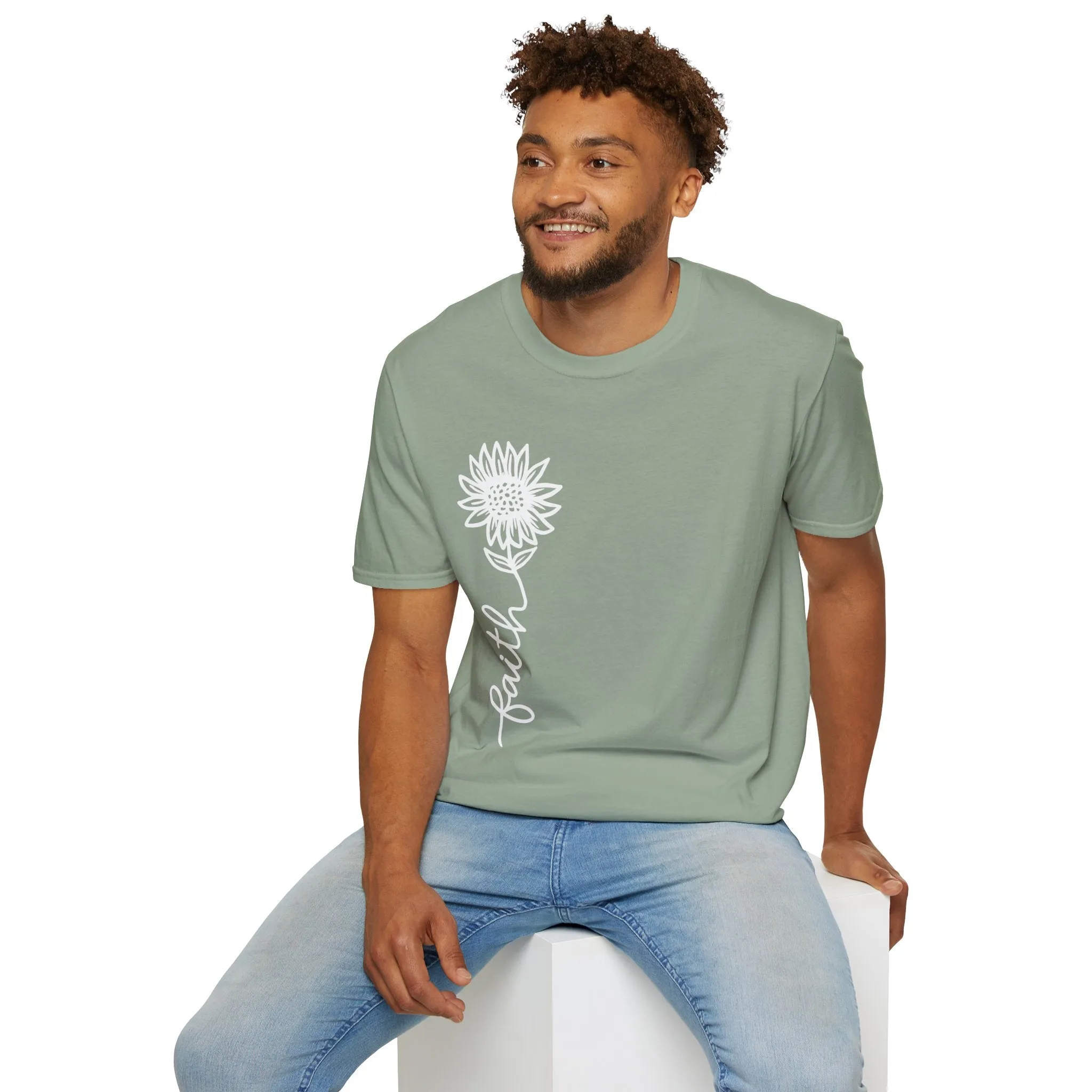 Faith-Inspired Unisex Softstyle T-Shirt - Floral Design for Everyday Wear