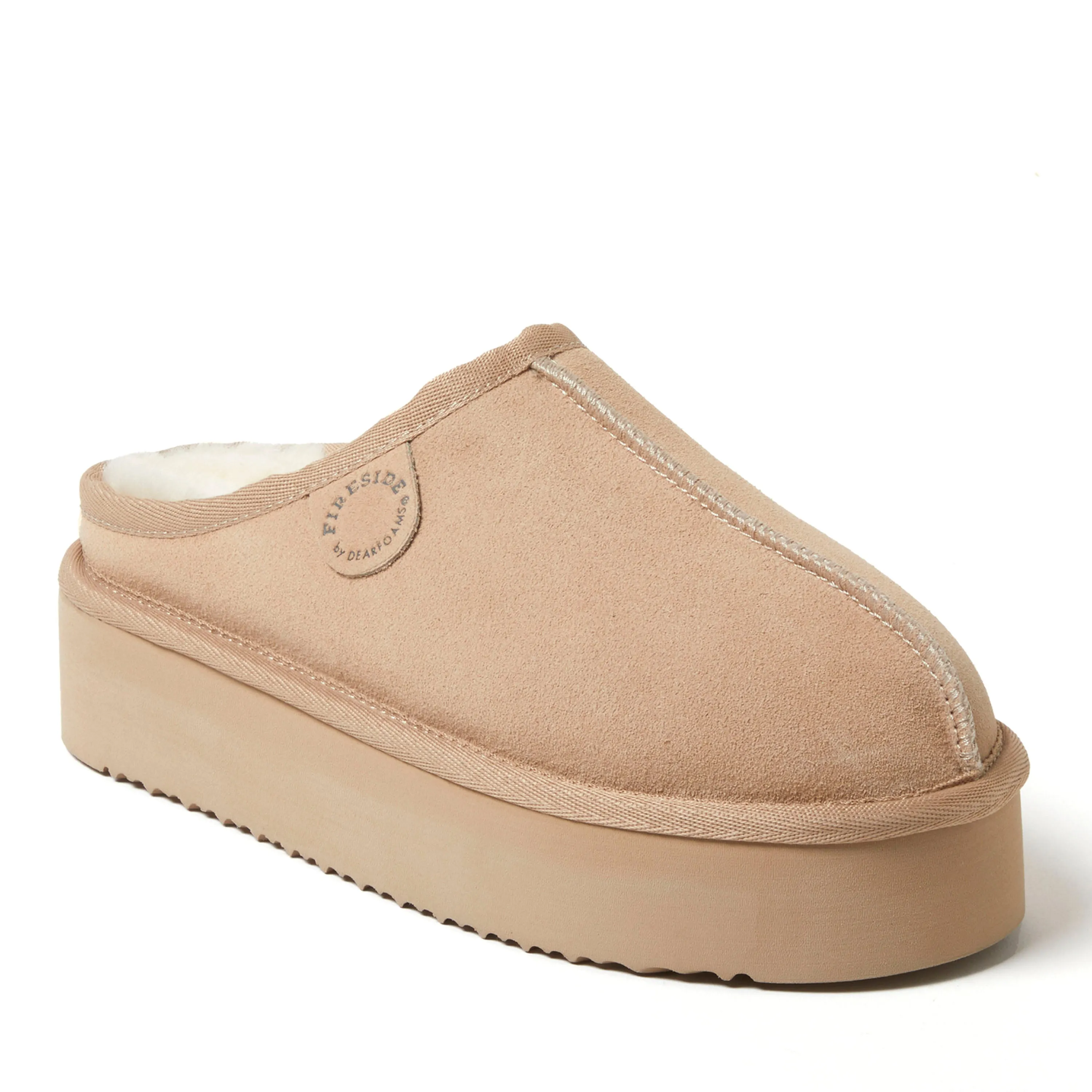 Fireside by Dearfoams Women's Queenstown Genuine Shearling Platform Clog Slipper