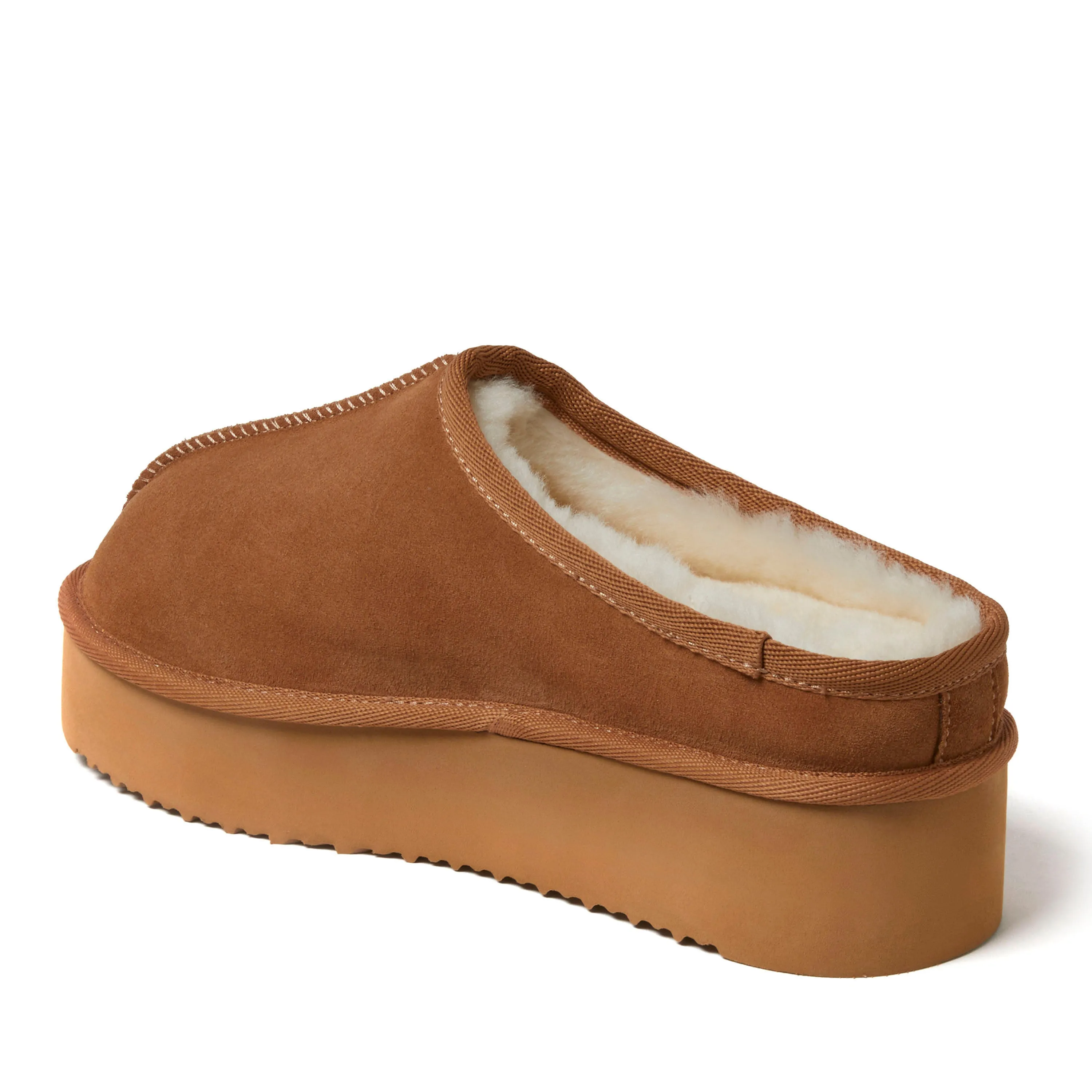 Fireside by Dearfoams Women's Queenstown Genuine Shearling Platform Clog Slipper