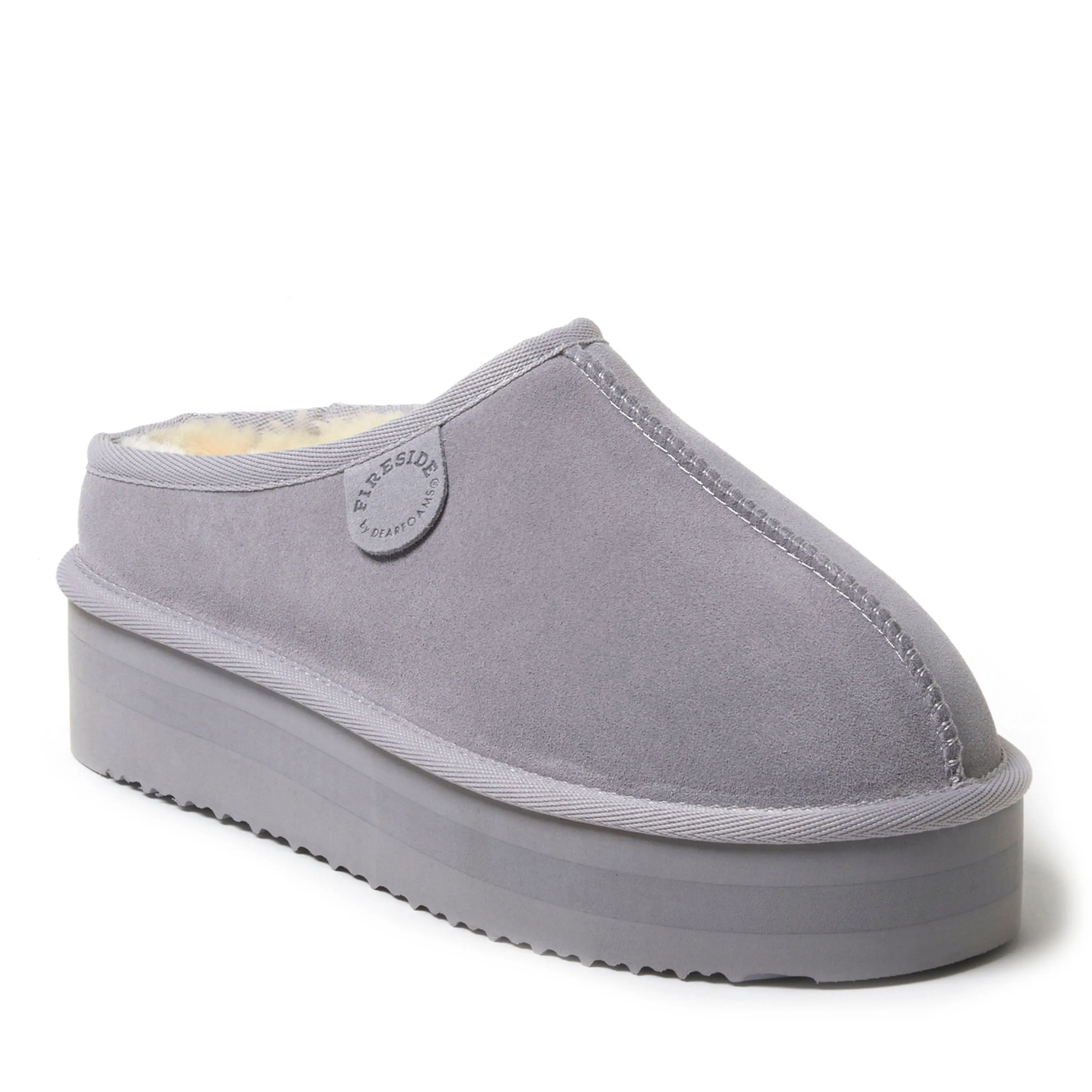 Fireside by Dearfoams Women's Queenstown Genuine Shearling Platform Clog Slipper
