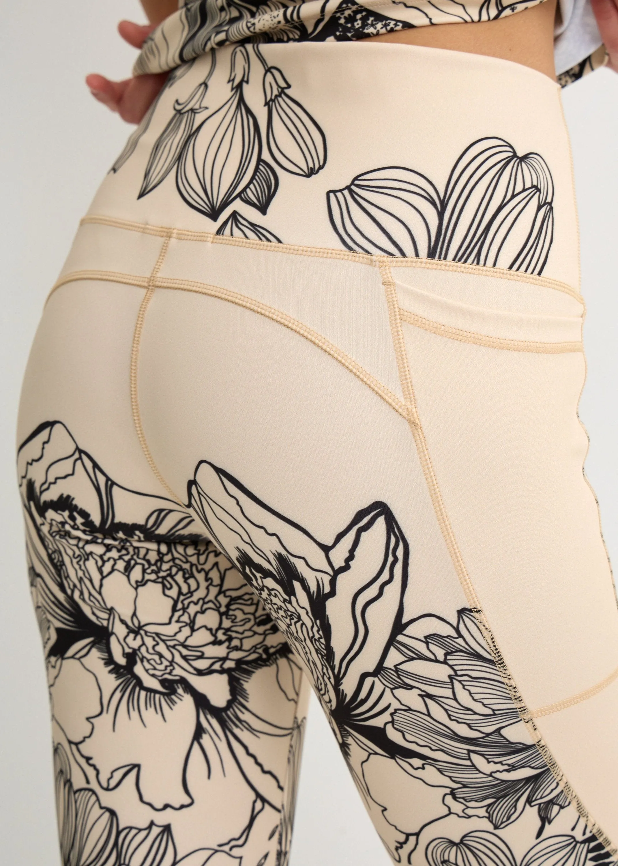 Flower Print Leggings with Pockets for Women  Yoga, Workout, Everyday Wear