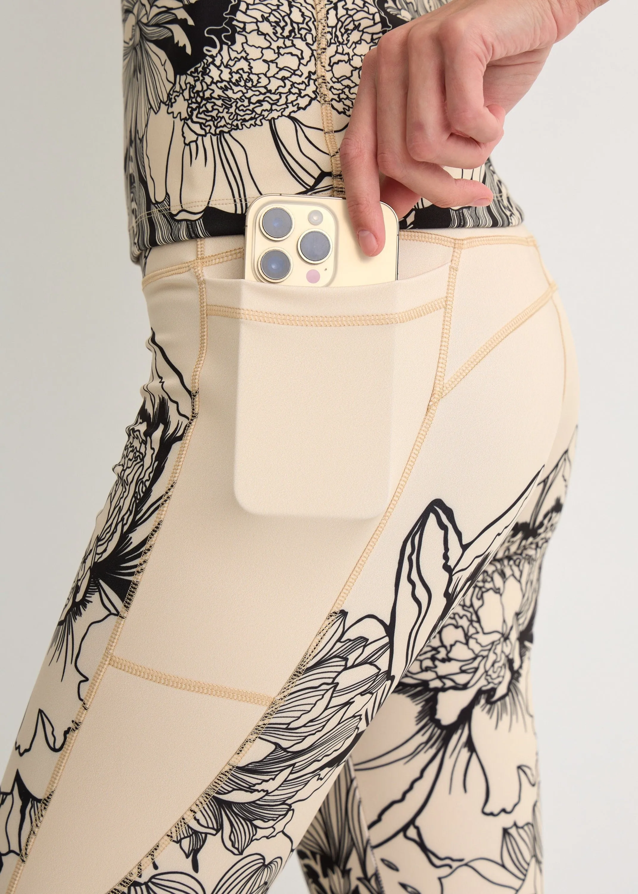 Flower Print Leggings with Pockets for Women  Yoga, Workout, Everyday Wear