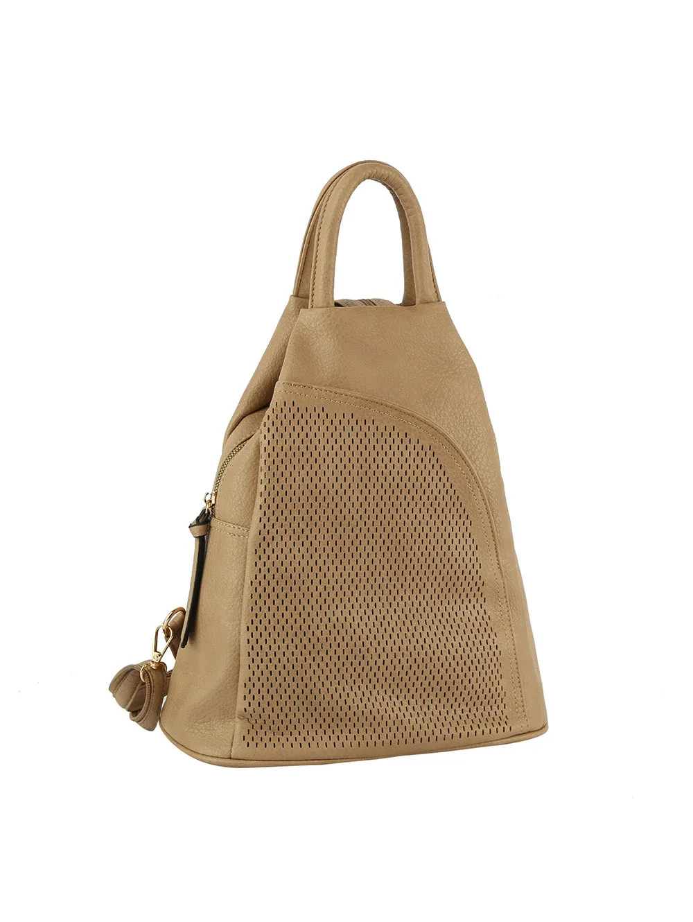 Laser cut convertible one and double strap backpack