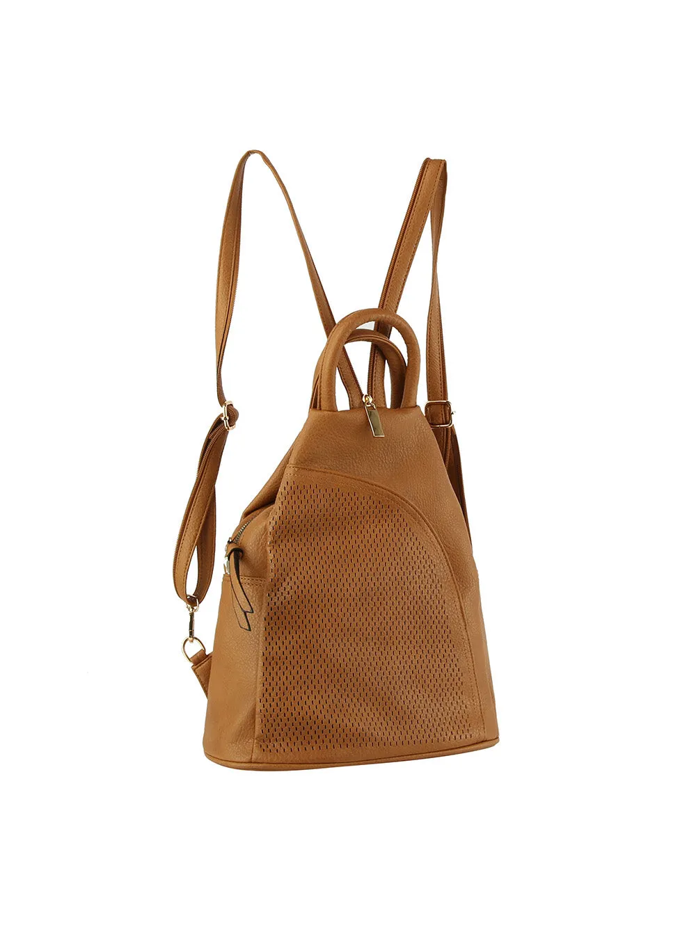 Laser cut convertible one and double strap backpack