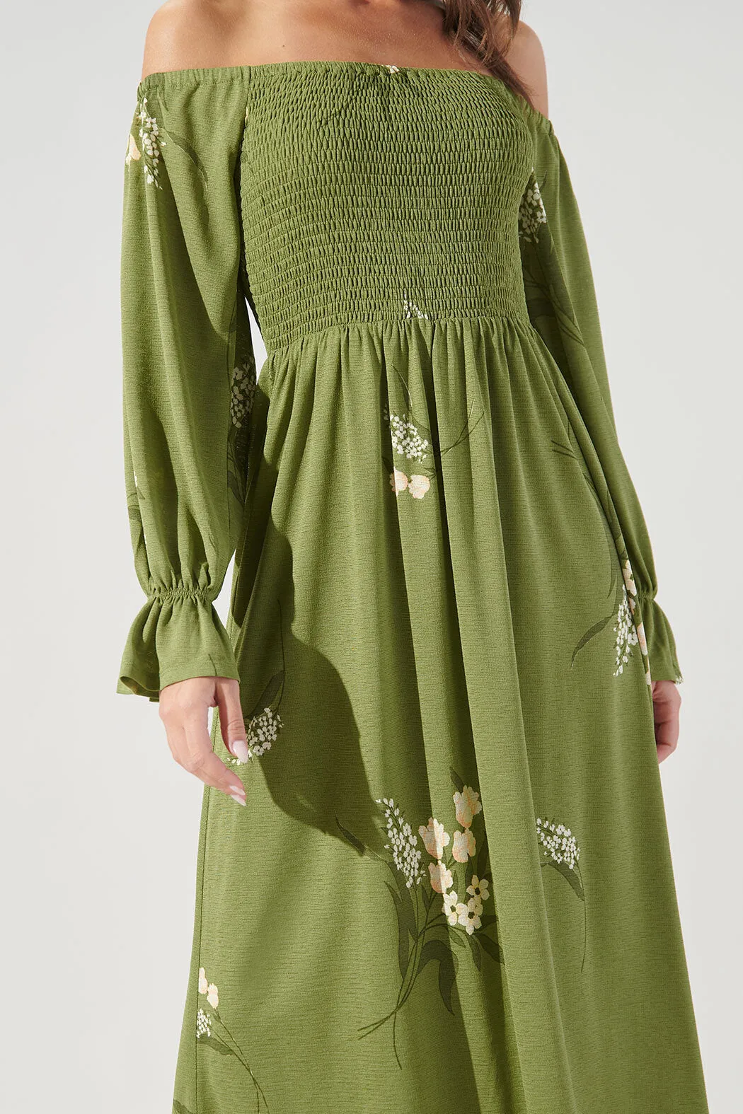 Lori Floral Denni Smocked Midi Dress