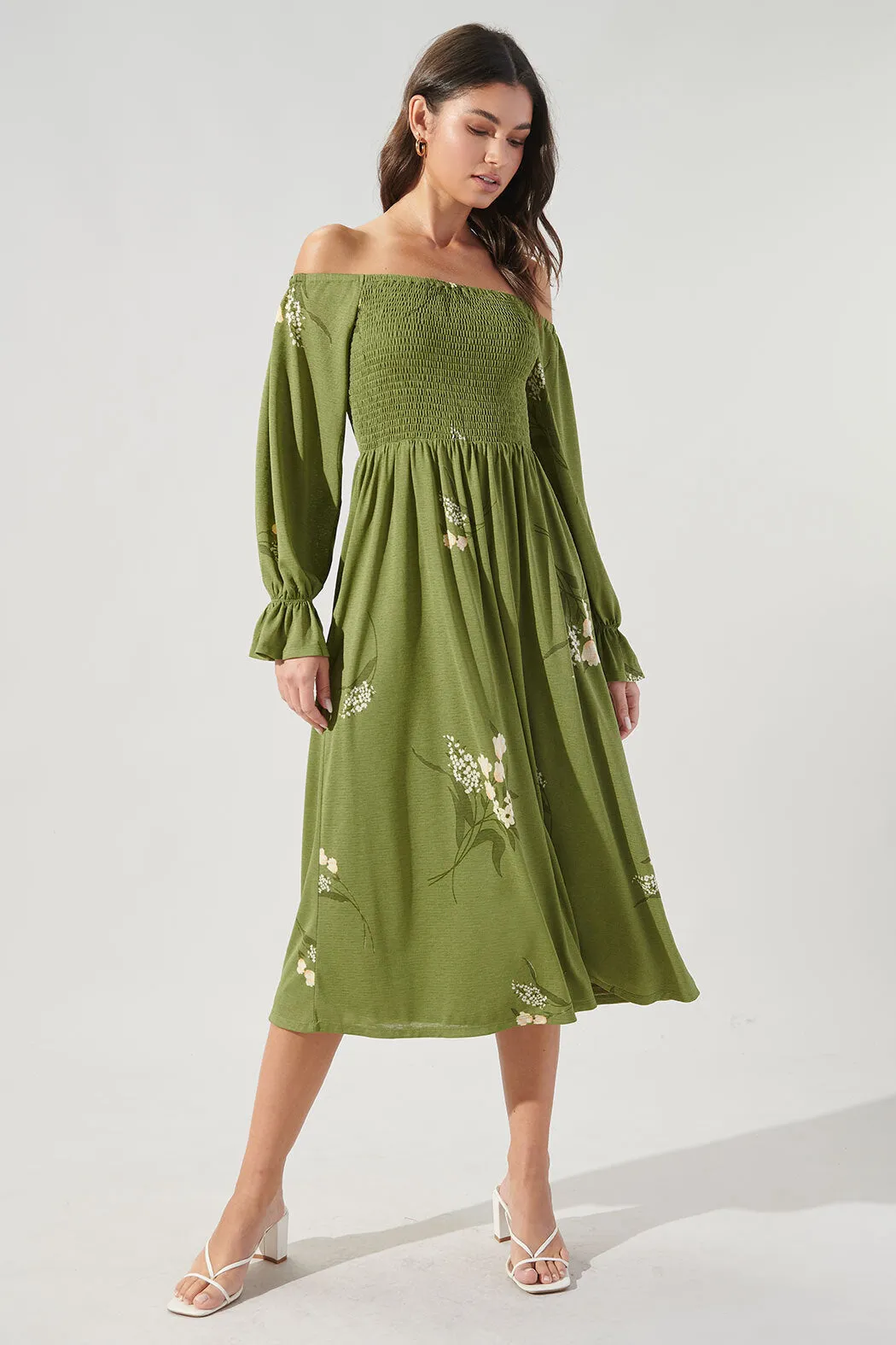 Lori Floral Denni Smocked Midi Dress