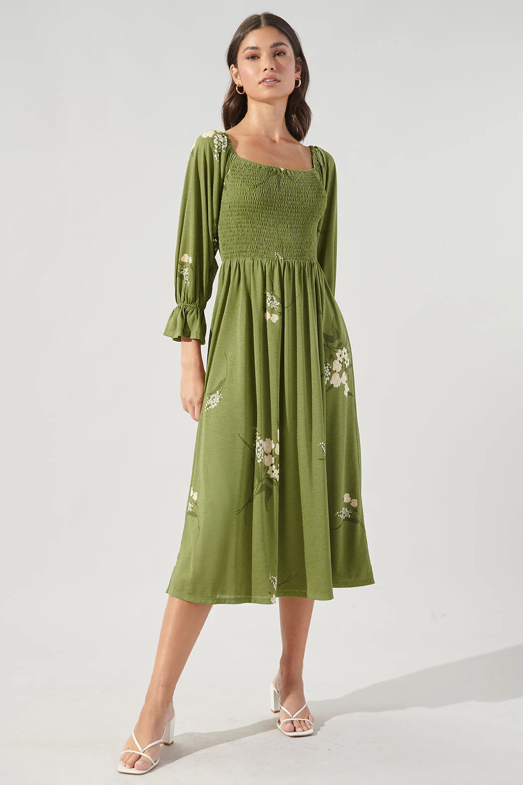 Lori Floral Denni Smocked Midi Dress