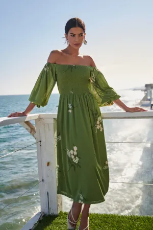 Lori Floral Denni Smocked Midi Dress