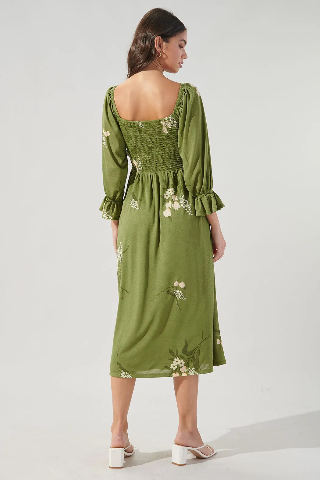 Lori Floral Denni Smocked Midi Dress