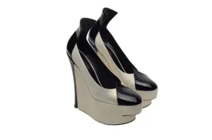 Louis Vuitton - Silver and Black Wedge High Heel - IT 38 1/2