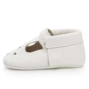 Mary Jane Baby Moccasins - Leather Baby Shoes (Pearl White)
