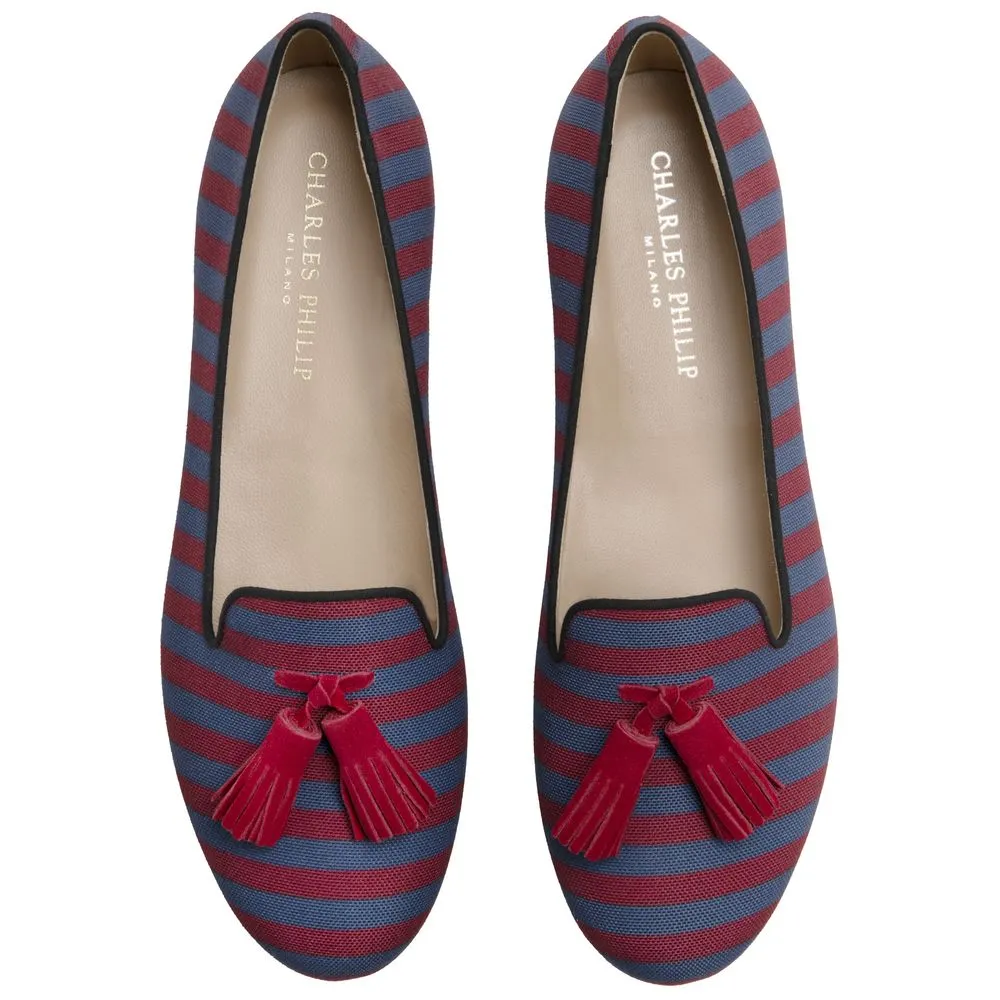 Red Cotton Flat Shoe