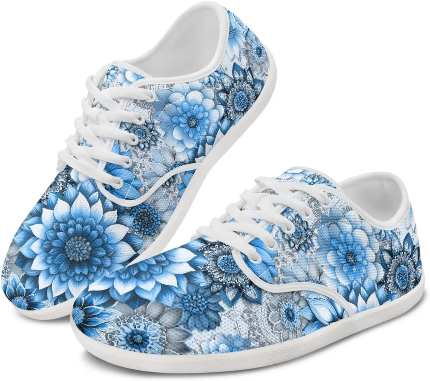 UNICEU Floral Casual Sneakers for Women Wide Toe Box Barefoot Shoes Zero Drop Breathable Running Travel Footwear