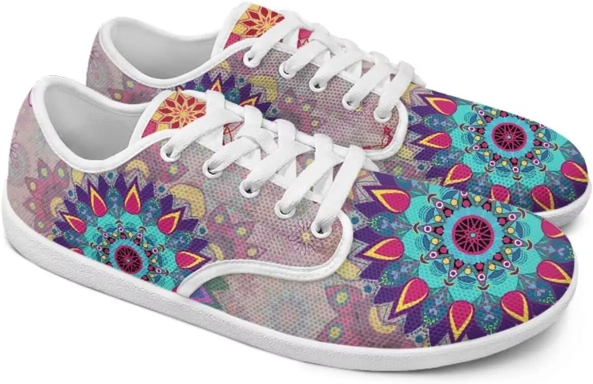UNICEU Floral Casual Sneakers for Women Wide Toe Box Barefoot Shoes Zero Drop Breathable Running Travel Footwear
