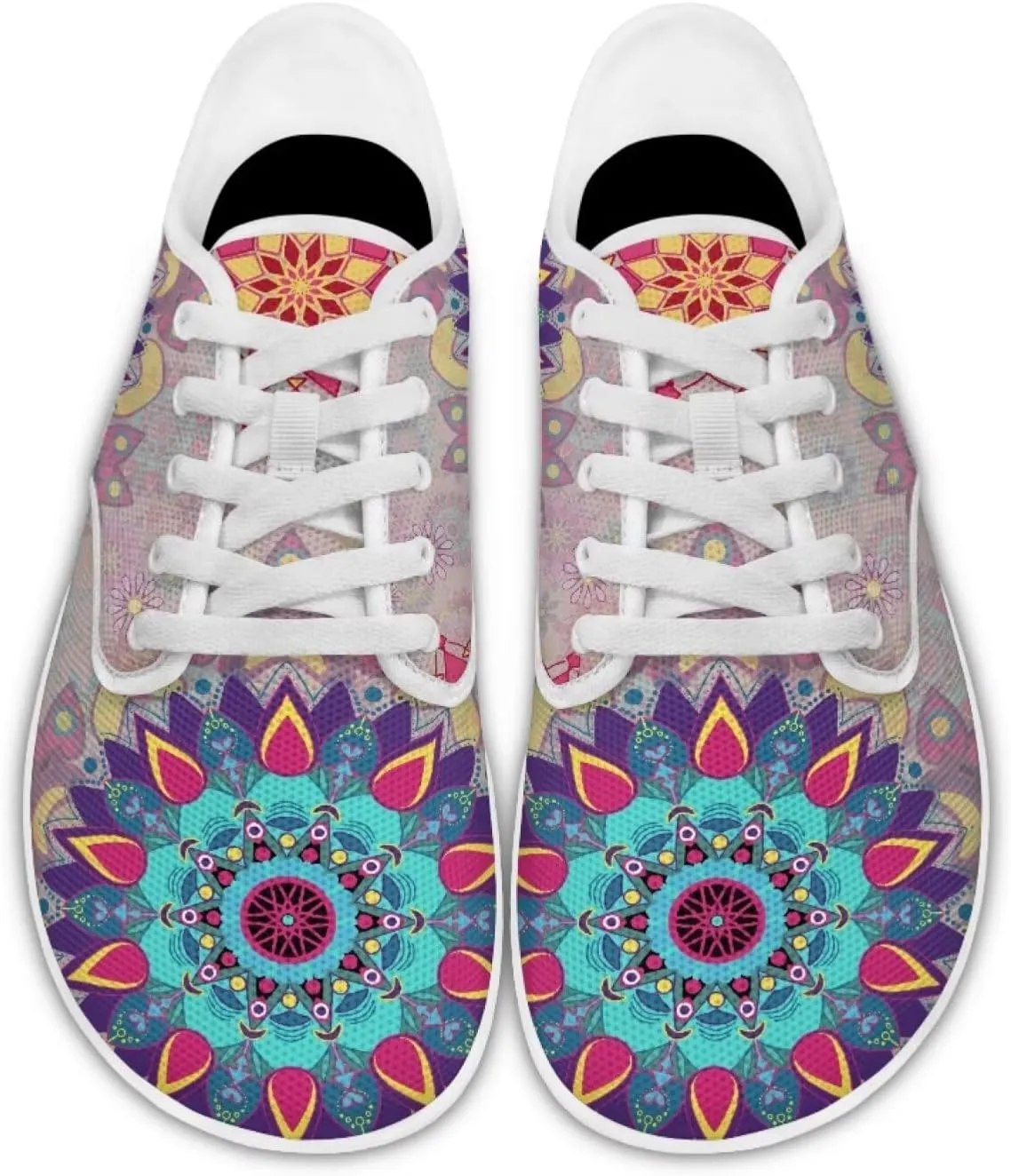 UNICEU Floral Casual Sneakers for Women Wide Toe Box Barefoot Shoes Zero Drop Breathable Running Travel Footwear
