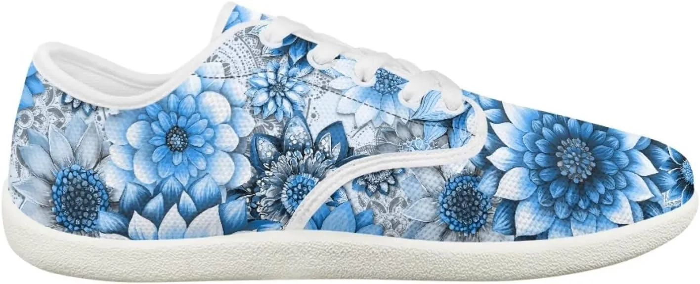 UNICEU Floral Casual Sneakers for Women Wide Toe Box Barefoot Shoes Zero Drop Breathable Running Travel Footwear