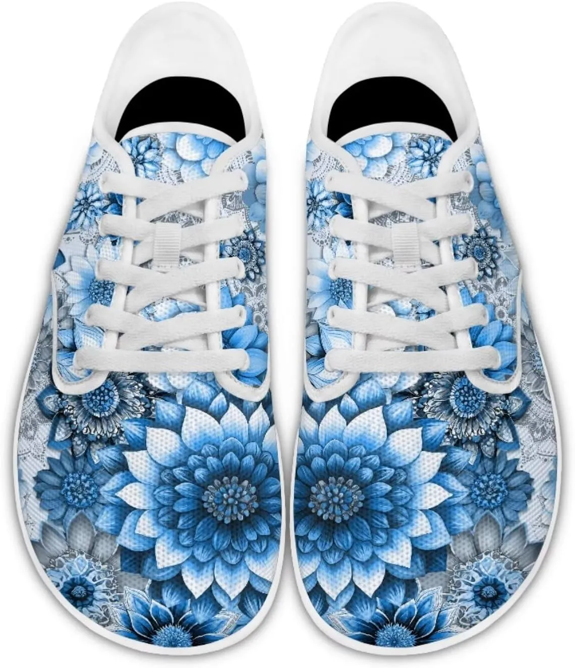 UNICEU Floral Casual Sneakers for Women Wide Toe Box Barefoot Shoes Zero Drop Breathable Running Travel Footwear