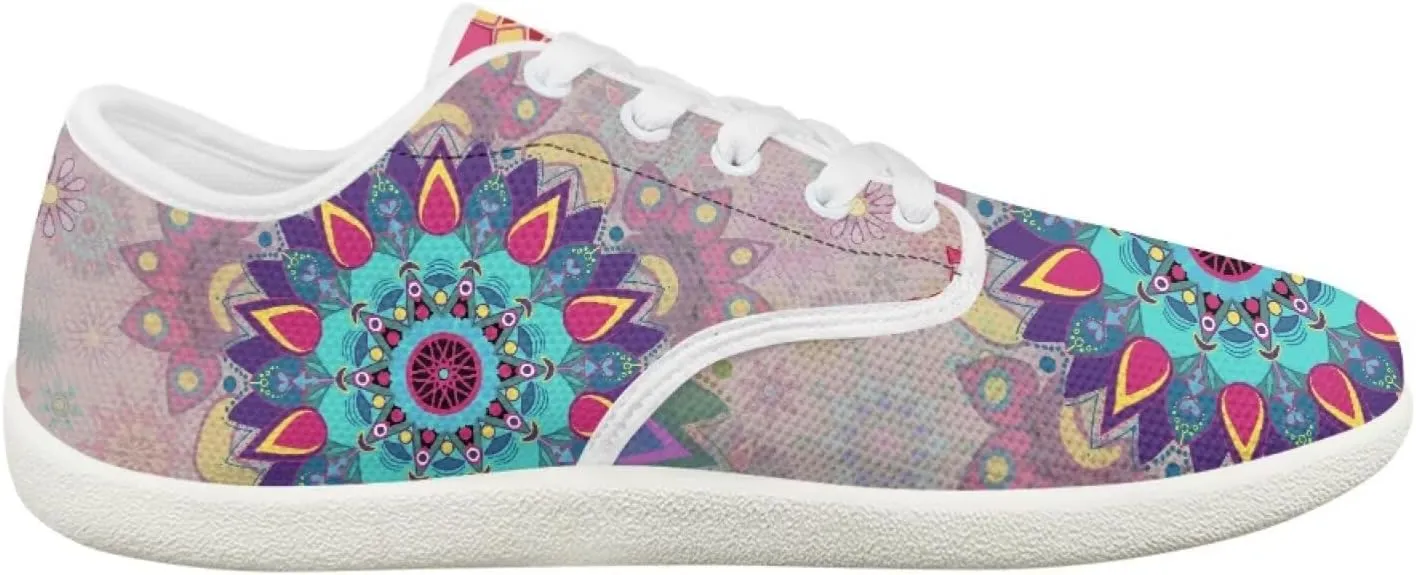 UNICEU Floral Casual Sneakers for Women Wide Toe Box Barefoot Shoes Zero Drop Breathable Running Travel Footwear