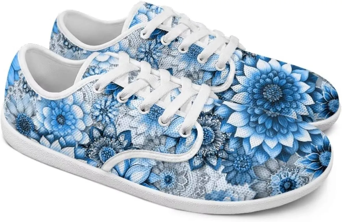 UNICEU Floral Casual Sneakers for Women Wide Toe Box Barefoot Shoes Zero Drop Breathable Running Travel Footwear